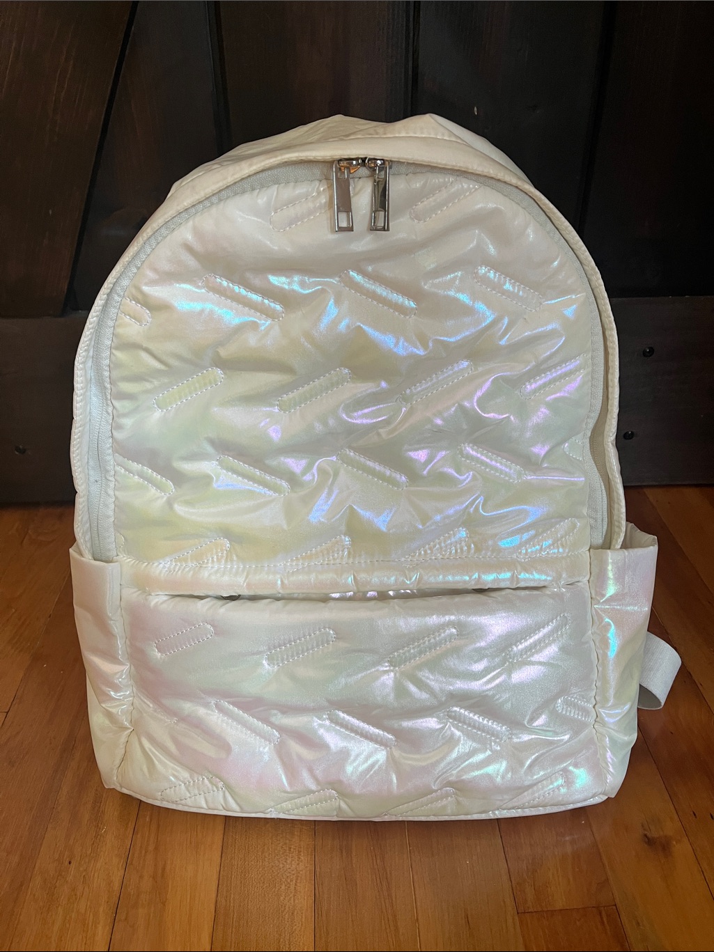 Go Dash Dot Maya Iridescent Backpack Puffer Quilted Travel